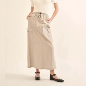 🆕 Pace Yourself Cotton Twill Cargo Maxi Skirt (medium)